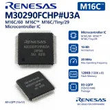 M30290FCHP#U3A, M16C/60 M16C™ M16C/Tiny/29 Microcontroller IC 16-Bit 20MHz 128KB (128K x 8) FLASH 80-LQFP (12x12)