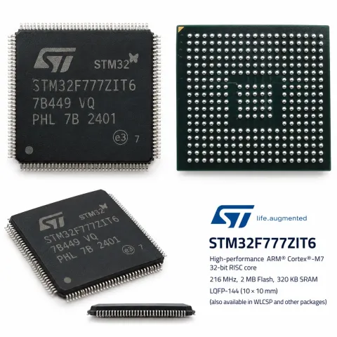 STM32F777ZIT6, Микроконтроллер ARM Cortex-M7, 216МГц, 2МБ Flash, Ethernet, LQFP-144, STMicroelectronics